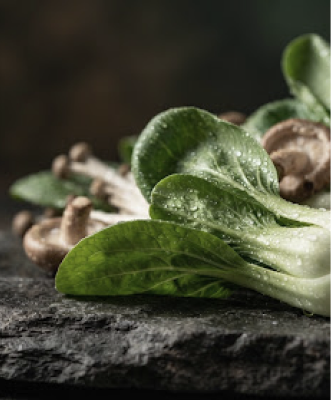 Seasonal vegetables and mushrooms